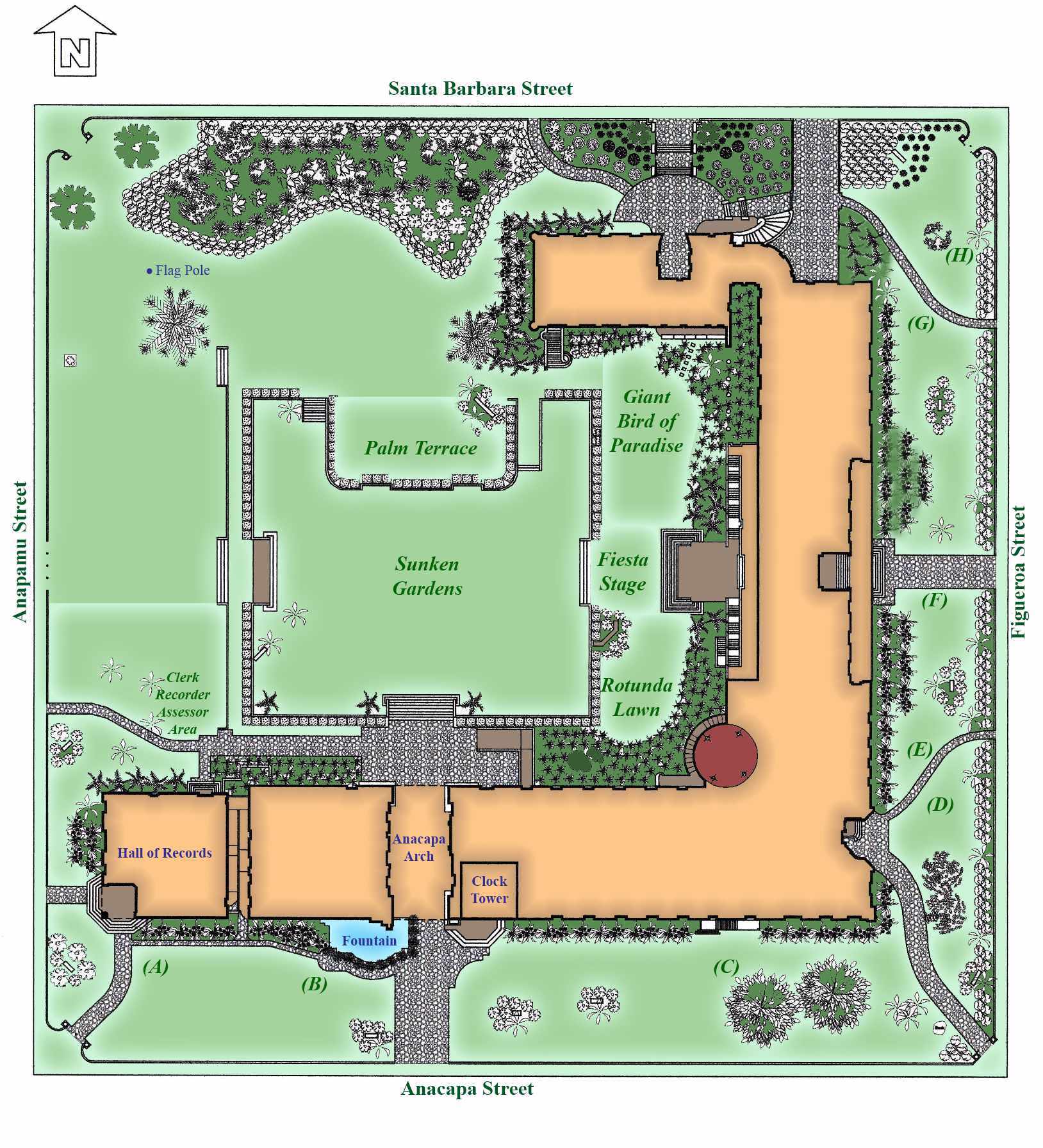 map of Santa Barbara County Courthouse