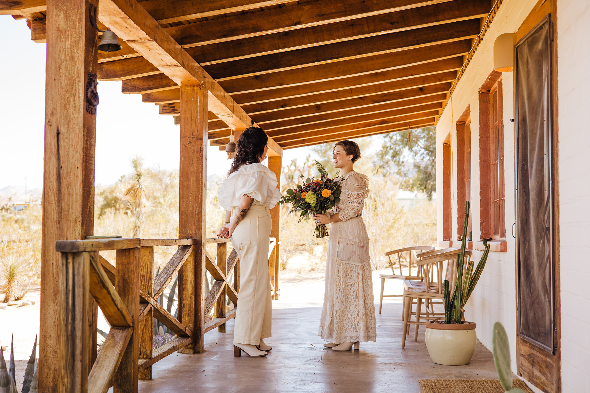 Joshua Tree elopement AirBnb porch