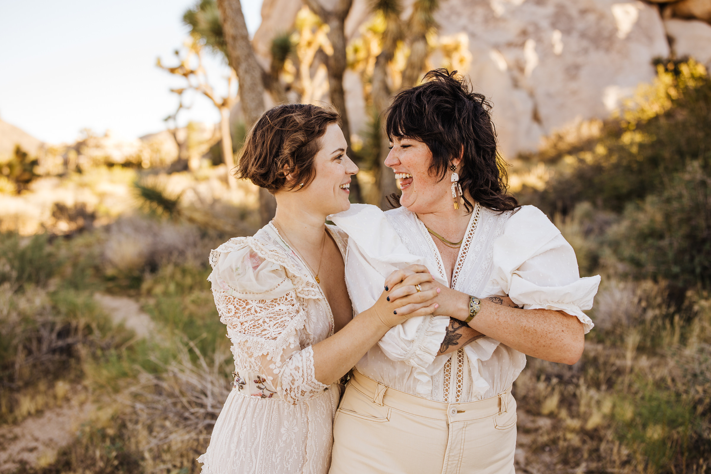 Two happy brides in Joshua Tree National Park