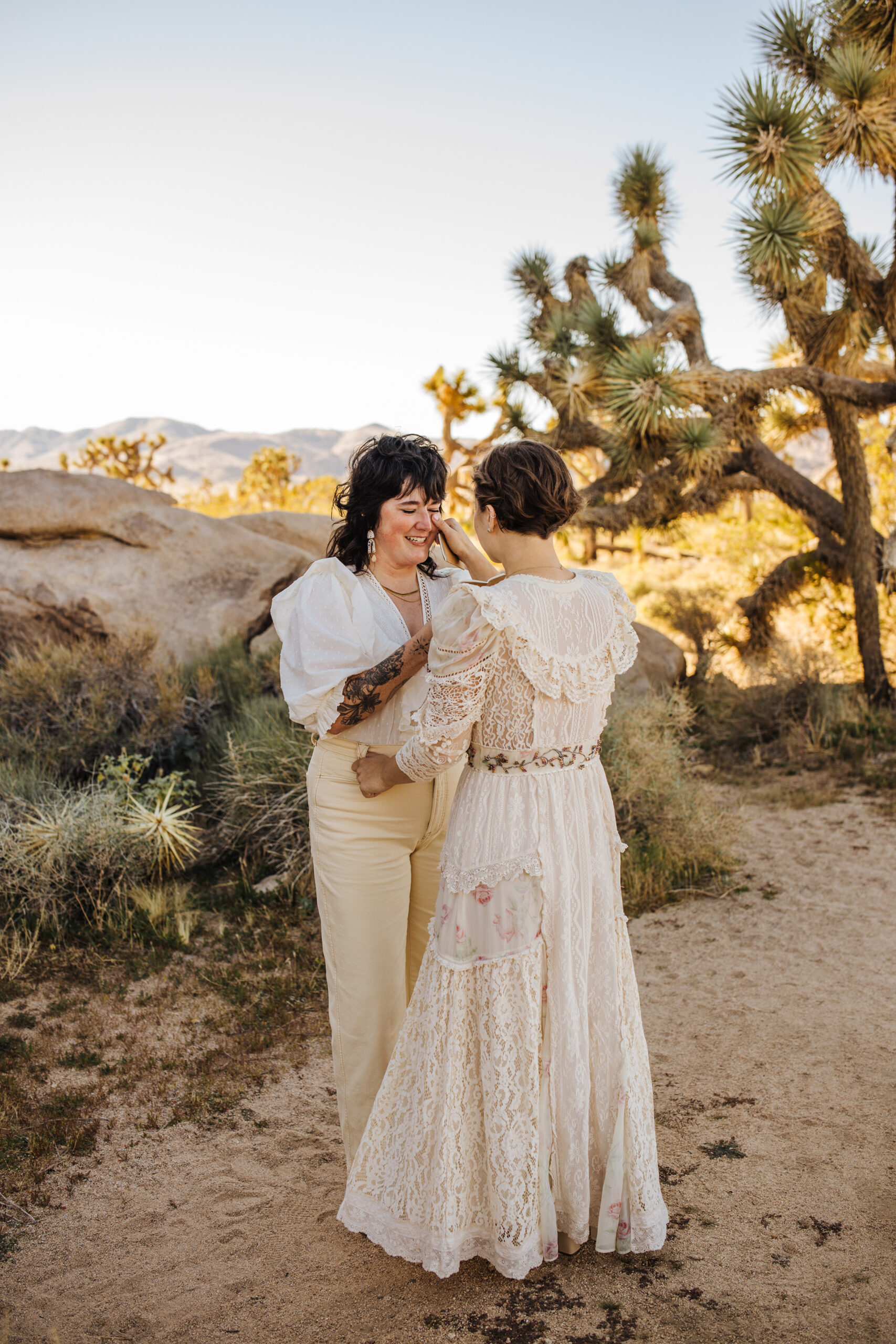 Joshua Tree elopement happy crying