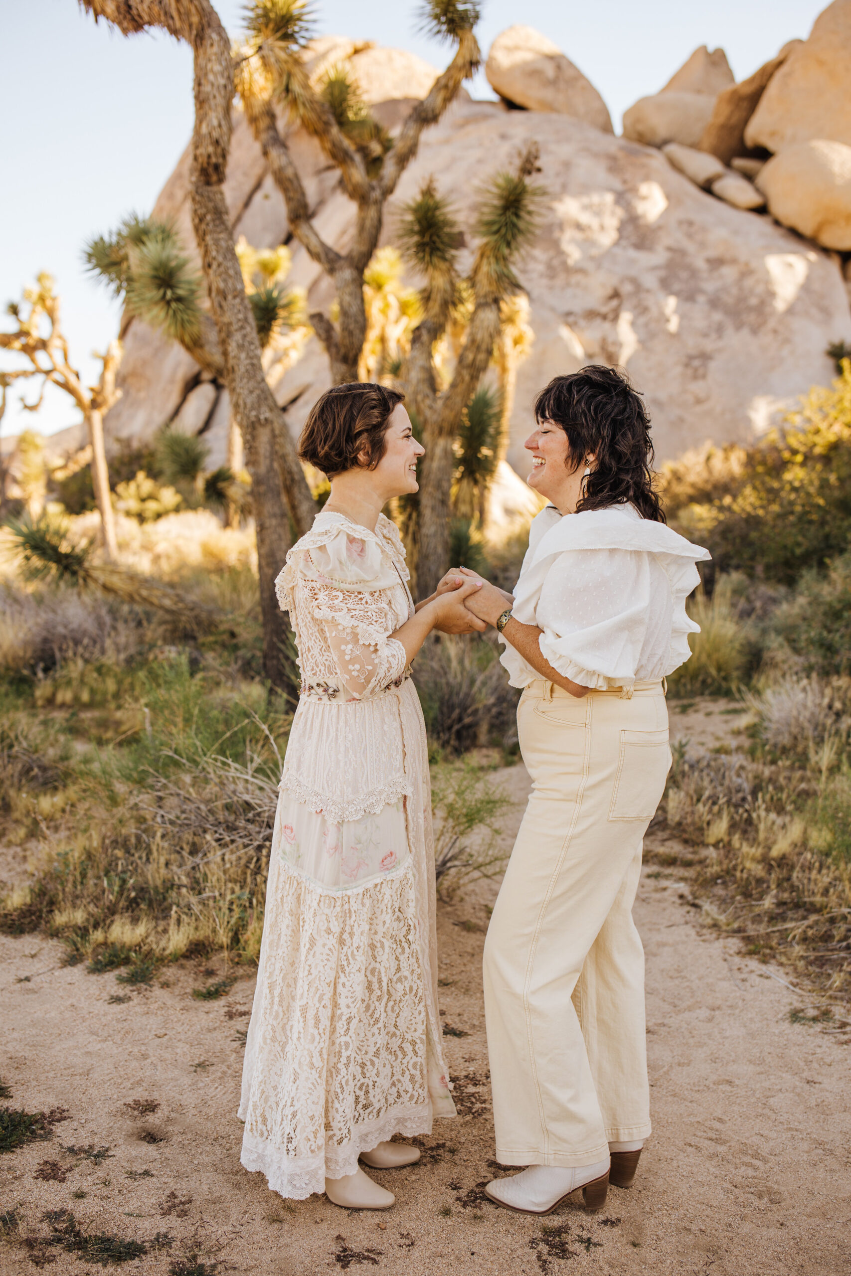 Joshua Tree elopement ring exchange